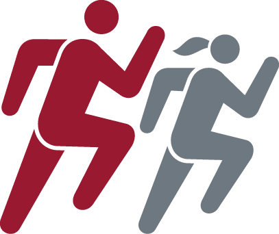 Inaugural Run UA runners icon in red and gray